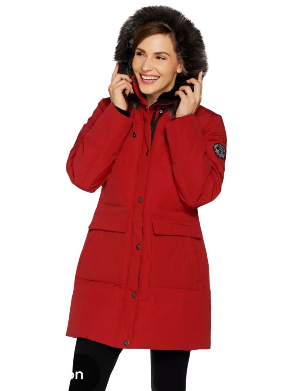 Arctic Expedition NWOT Red Mid Length Quilted Down Parka Detachable Hood Size S